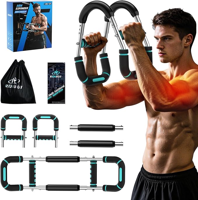 Twister Arm Trainer, Adjustable 5 Resistance Levels (40-130 lbs) Chest & Arm Workout Equipment for Men & Women, Ergonomic Home Gym Strength Trainer with Anti-Slip Handles & Carry Bag