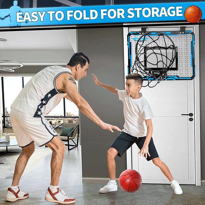 Doloowee Basketball Hoop Indoor for Kids, Mini Basketball Hoop with 4 Balls, Basketball Toys for 3 4 5 6 7 8 9 10 11 12 Year Old Boys