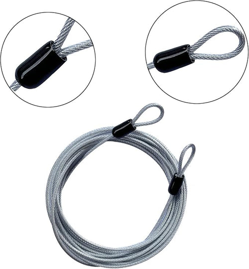 15FT 3mm Outdoor Travel Long Security Cable Lock,Braided Steel Coated Safety Cable Luggage Lock,Safety Cable Wire Rope Double Loop Lightweight (1 Pack)