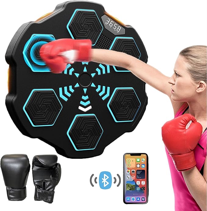 Wall Mounted Smart Bluetooth Music Boxing Trainer, Music Boxing Machine with Boxing Gloves,Electronic Boxing Target Workout Punching Equipment for Home, Indoor and Gym