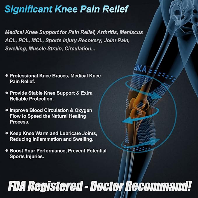 NEENCA Professional Knee Brace for Pain Relief, Medical Knee Support with Patella Pad & Side Stabilizers, Compression Knee Sleeve for Meniscus Tear, ACL, Joint Pain, Runner, Workout - FSA/HSA APPROVED
