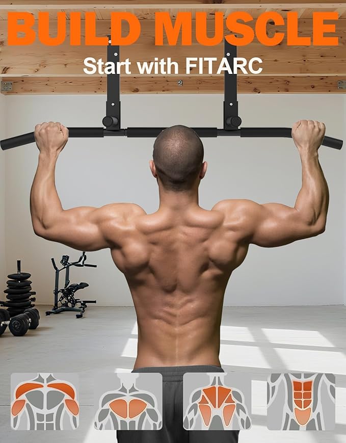Fitarc Joist Mount Pull Up Bar, Chin Up Bar Ceiling Mount, Heavy Duty, Workout for Home Gym, 42 inch Wide -Patent Pending