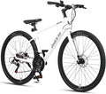 AVASTA Jupiter 700C Road Adult Step-Over Hybrid Cycling Bike Bicycle, Aluminum Frame, 21-Speed, Dual Disc Brakes, Multpile Colors for Men Woman Male Female