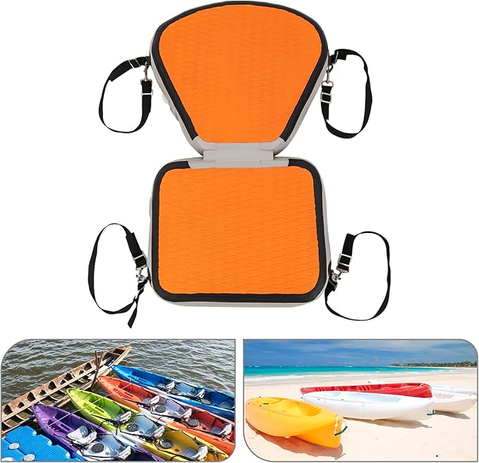 Inflatable Kayak Seat With Back Support And Adjustable Strap, Comfortable Thickened Sup Kayak Seats, Paddle Board Seat For Inflatable Boards Canoe Fishing Boat, Orange