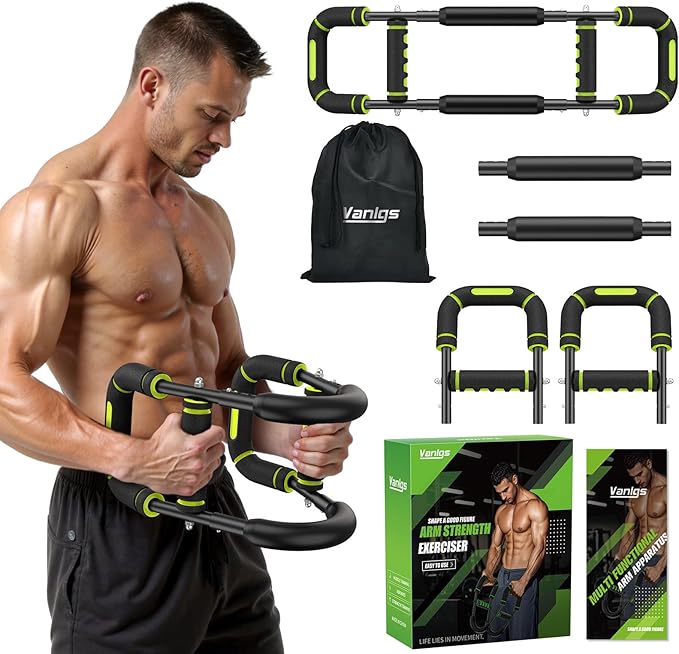 Twister Arm Trainer for Men, Chest Workout Equipment 5-Level Adjustable (40-130lb) with Ergonomic 27° Targets Biceps/Clip/Thigh, Portable Exerciser for Home Gym Travel Fitness