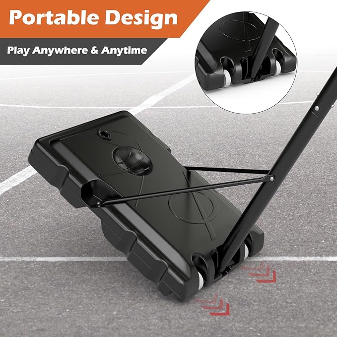 GYMAX Basketball Hoop Outdoor, 4.9-10 FT Quick Adjustable Basketball Hoop with Shatterproof Backboard, Fillable Base & Weight Bag, Basketball Goal for Kids Teens Adults