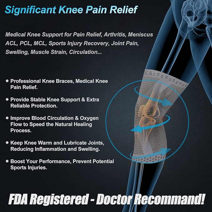 NEENCA Knee Brace for Women & Men, Medical Knee Support with Patella Pad & Side Stabilizers, Knee Compression Sleeve for Knee Pain, Meniscus Tear, ACL, Joint Pain, Runner, Workout