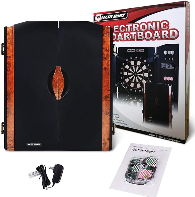 Electronic Dart Board LED Electric Digital Dart Boards for Adults with Cabinet with 12 Soft Tip Dartboard Set