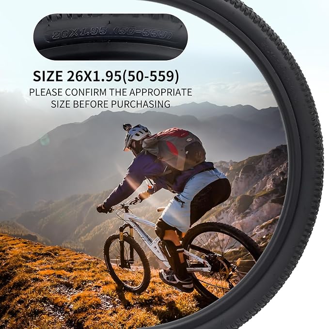 Mountain Bike tire, 24x1.95/26x1.95 Folding Replacement Bicycle Tires with Tire Levers and Tire Tubes, 24''/26'' Mountain Bicycle Tire for MTB Off-Road Bicycle Cycling