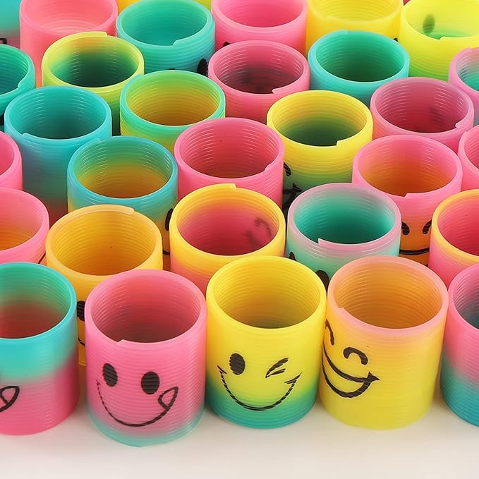 24 Pack Spring Rainbow Magic Fidget Stress Coil Mini Springs Bulk Toys for Party Favor Carnival Prize Birthday Goodie Bag Stuffers for Kids Boys Girls… (24)