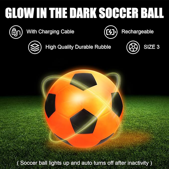 Kids Soccer Goals Set for Backyard - Portable Pop Up Light Soccer Net for Toddler Age 3-5 6-8 8-10 10-12 and Glow in The Dark Ball - Youth Target Soccer Games Sports Gift for Outdoor, 4 x3Ft