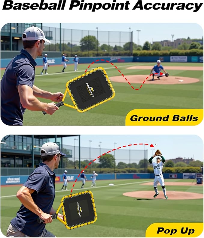 PodiuMax Baseball Racket for Fly Balls, 19 oz Balanced Fungo Racket, with Ergonomic Non-Slip Grip, Baseball Racket for Parents and Coaches, Weighted Training Grounders & Pop Flies