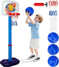 Toddler Basketball Hoop Set,Adjustable Kids Basketball Goal with 3 Balls & 2 nets & Pump,Indoor Outdoor Poolside Mini Hoop Toy for Boys Girls Ages 1-6 Birthday