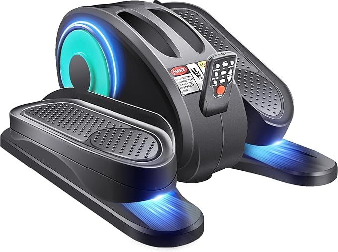 ESL Under Desk Elliptical - Portable Leg Exerciser for Seniors, Compact Seated Elliptical with Remote Control, LCD Display Electric Elliptical Trainers