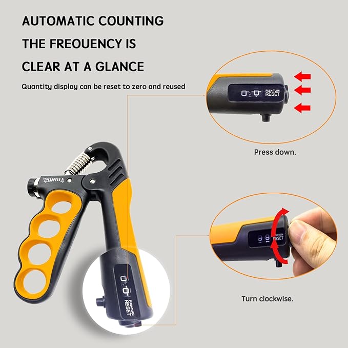 Grip Strength Trainer, Hand Grip Strengthener, Forearm Strengthener, Adjustable Resistance 11 Lbs - 220 Lbs, Ergonomic Design