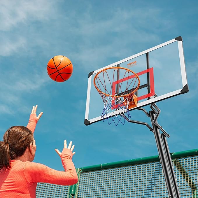 VEVOR Basketball Hoop/Rim, Adjustable Height Portable Backboard Court, Basketball Goal, Mobile Stand with Wheels Weighted Base, Youth&Adults, Outdoor/Indoor
