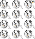 70MM Discus Padlock with Same 3 Brass Keys,304 Stainless Steel Disc Lock with Brass Gallows to Prevent Rusting,Thick Sturdy Hook to Prevent Picking.12 Pack-XZJYYF