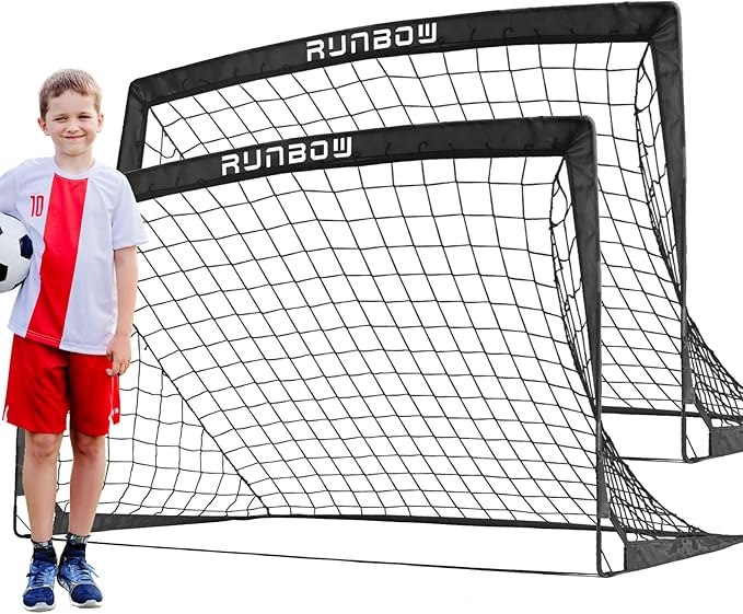 RUNBOW 5x3 ft Portable Kids Soccer Goal for Backyard Practice Soccer Net with Carry Bag