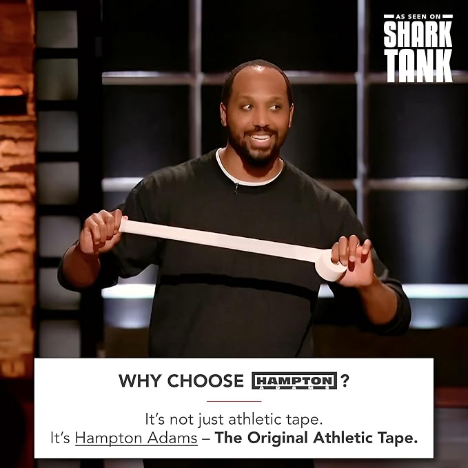 Hampton Adams | Official BJJ Partner | As Seen on Shark Tank | Bulk Athletic Sports Tape (32-Pack, 45ft) | Easy Tear & No Sticky Residue | Strong Support for Athletes Trainers Injury Wraps