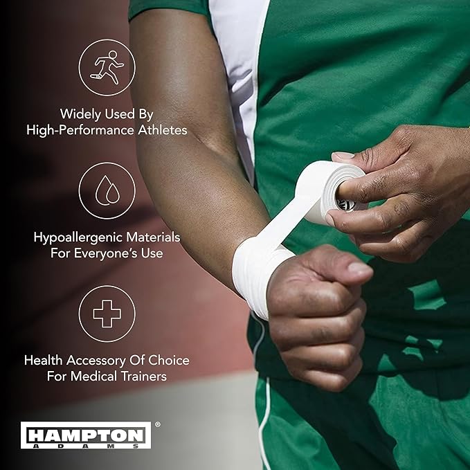 Hampton Adams | Official BJJ Partner | As Seen on Shark Tank | Bulk Athletic Sports Tape (32-Pack, 45ft) | Easy Tear & No Sticky Residue | Strong Support for Athletes Trainers Injury Wraps