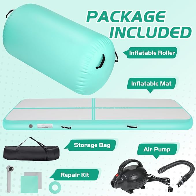 Inflatable Gymnastics Air Roller Set, Tumble Rolling Air Roller Gymnastics Barrel with Electric Pump for Kids Adults Home Outdoor Gymnastic Training Cheerleading Yoga