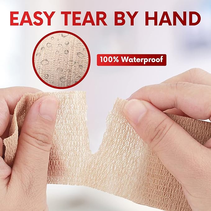 HEALQU Self Adhesive Bandage Wrap - 12 Rolls 2in x 5yd Cohesive Tape for Athletic and Sports - Self Adherent Medical Tape, Flexible, Elastic Bandages for Wrist & Ankle Vet Wrap for Dogs