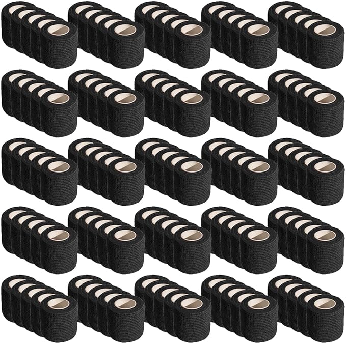 125 Rolls Self Adhesive Bandage Wrap 2 inch Cohesive Bandage Wrap Stretch Bandages Wraps Tape Elastic Self-Adherent Tape for Wrist Ankle Sports Swelling Sprains （Black）