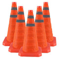 18 Inch 5 Pack Collapsible Traffic Safety Cones, Orange Cones with Reflective Collar, Portable Multipurpose Traffic Cones for Parking Construction Driving Training Sports Practice