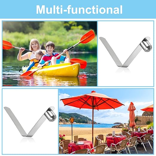 PATIKIL 11x9mm Kayak Paddle Snaps, 16 Pack Tent Pole Clips Steel V Shaped Single Pin Push Button Spring Clips Lock Tube Pole Clips for Camping Awning