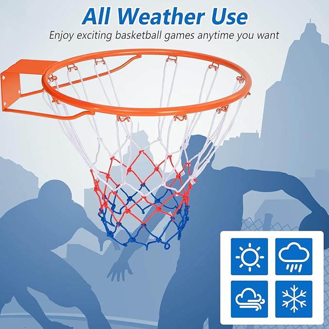 Goplus 18’’/15’’ Replacement Basketball Rim, Wall Door Mounted Basketball Hoop with All Weather Net, Indoor Outdoor Hanging Basketball Rim Goal Outside