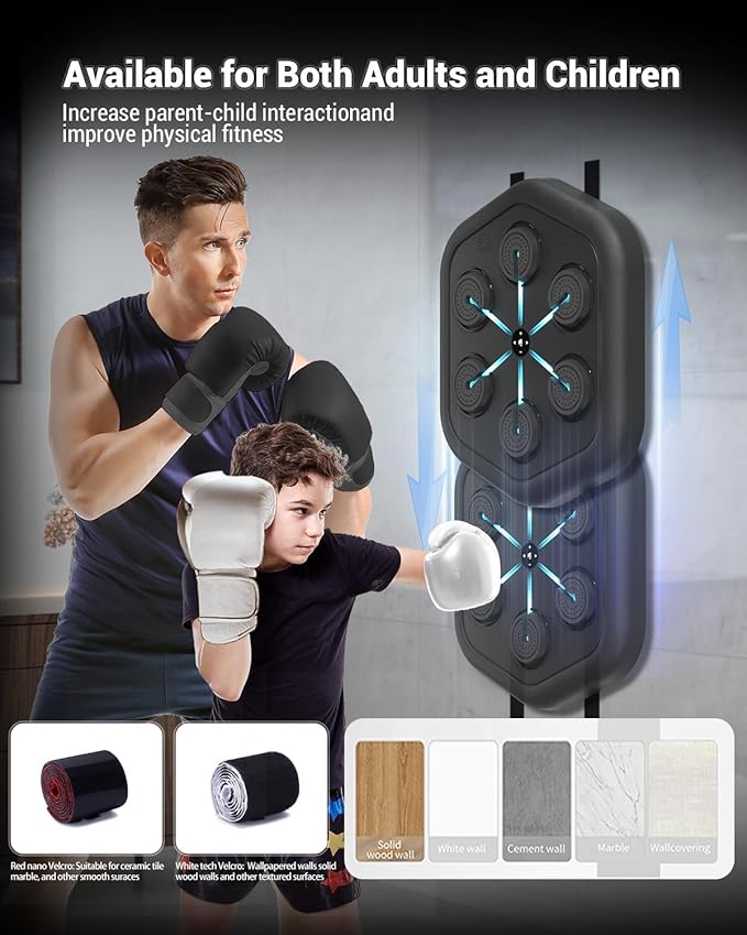 2025 Upgraded Smart Music Boxing Machine, Professional Online Boxing Lessons for Sculpting Fat Burning - 24H Standby, 160 Synced LED Lights, Wall-Mount Punching Bag for Home Gym