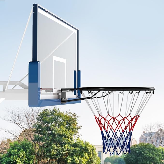 Goplus 18’’/15’’ Replacement Basketball Rim, Wall Door Mounted Basketball Hoop with All Weather Net, Indoor Outdoor Hanging Basketball Rim Goal Outside