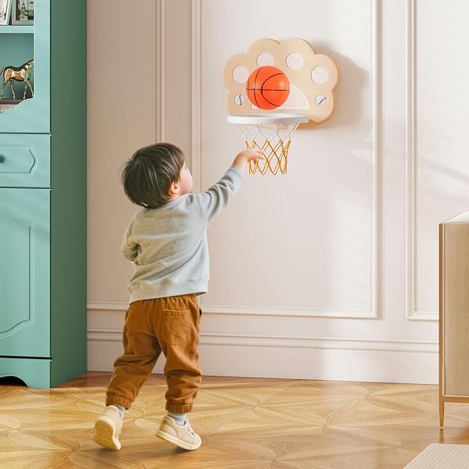 Costzon 3 in 1 Toddler Basketball Hoop, Height Adjustable Kids Sports Center w/Foldable Basketball, Soccer & Golf Game, Indoor Outdoor Activity Playset w/Foldable Rim, Gift for Children Baby Infant
