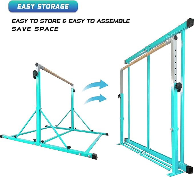 MARFULA Gymnastic Bar for Kid and Teenage Ages 3-25, 5 FT / 8 FT Base Length, 4 FT Width 5 FT Height, Gymnastic Kip Bar Horizontal Bar for Gymnast, Gymnastic Training Equipment for Home and Club Use