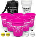 BucketBall | Team Color Edition | Combo Pack (Pink/White): Original Yard Pong Game: Best Camping, Beach, Lawn, Outdoor, Family, Adult, Tailgate, Jumbo, Giant Game