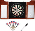 GSE Games & Sports Expert Professional Solid Wood Classic Dartboard Cabinet with Sisal/Bristle Dartboard, Scoreboard, and 6 Steel Tip Darts, Easy Assembly Complete with All Accessories (Mahogany)