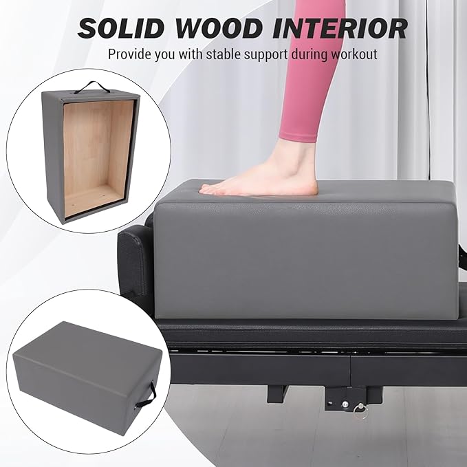 Professional Pilates Reformer Sitting Box,Reformer Box for Home & Studio Use, Portable Pilates Reformer Accessory for Step Training, Seated Workouts & Core Strengthening