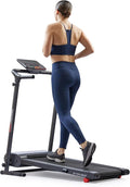 Sunny Health & Fitness Compact Foldable Treadmill - Easy Assembly, Quiet Operation, LCD Performance Monitor, Device Holder - Running & Walking Exercise, Optional Free SunnyFit App Bluetooth Connection