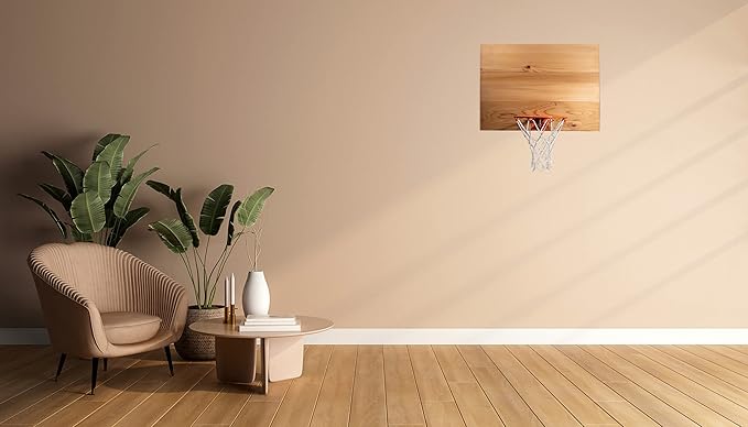 Elite Mini Basketball Hoop & Ball Set, Wall Mount, Indoor Made in The USA Cedar Backboard. Includes 9” Hoop, Net, Pump & 5 Mini Basketballs.