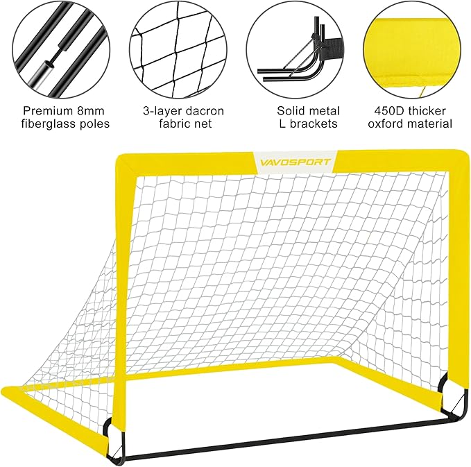 Kids Soccer Goals for Backyard Set - 2 of 4' x 3' Portable Soccer Goal Training Equipment, Pop Up Toddler Soccer Net with Soccer Ball, Soccer Set for Kids, Youth Outdoor Games, Sports, Play