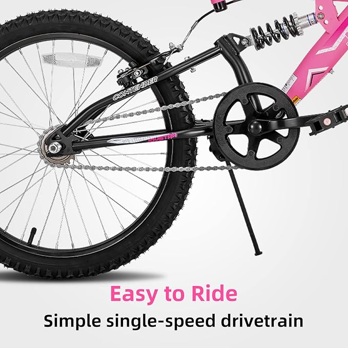 JOYSTAR 20 Inch Kids' Bike for Boys Girls Ages 7-13 Years Old, Dual-Suspension Kids Mountain Bike with Dual Handbrake & Kickstand, Multiple Colors