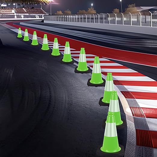4 Pack 12" Green Traffic Safety Cones – Stable PVC Road Cones with Weighted Black Base for Parking, Construction, and Public Safety Use(12 inch -4 Pack)