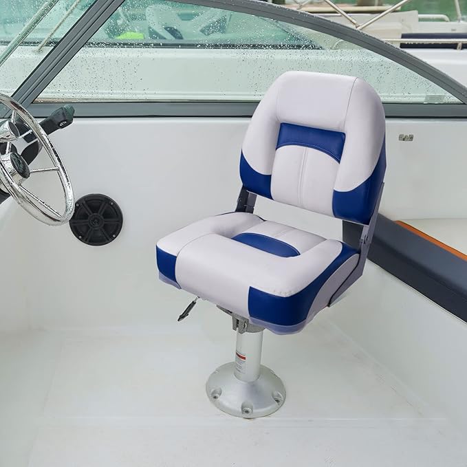 Two Tone Low Back Folding Boat Seat,White/Blue,2pcs/pack