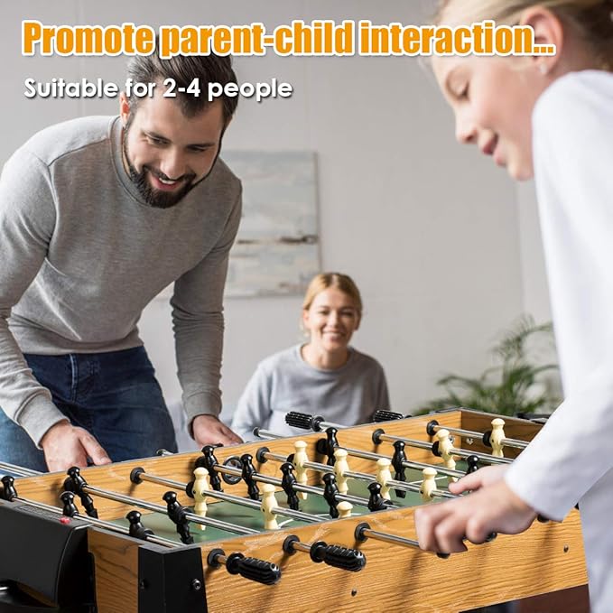 Giantex 48'' Foosball Table, Wooden Soccer Table Game w/Footballs, Suit for 4 Players, Competition Size Table Football for Kids, Adults, Football Table for Game Room, Arcades