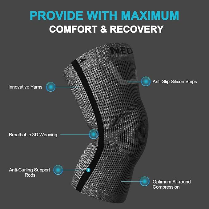 NEENCA Knee Sleeve – Knee Braces for Knee Pain, Joint Pain Relief, Swelling, Inflammation Relief, and Circulation, Knee Support for Women and Men (Black, XX-Large)