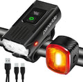 Bike Lights Kit Front and Back, USB C Rechargeable with Auto Brake Sensing, Waterproof Bicycle Headlight & Tail Light Set for Night Riding, Long Battery Life for Cycling Safety