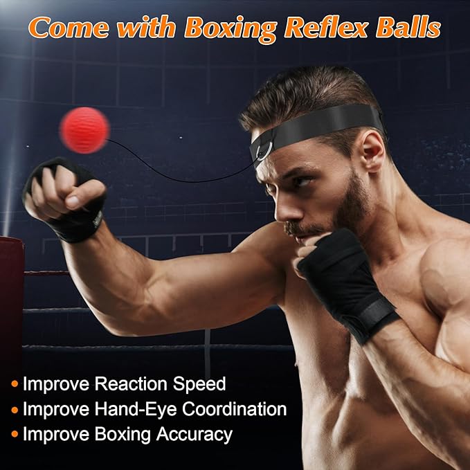 4FT Hanging Punching Bag for Adults, Super PU Leather Boxing Training Equipment Heavy Bag with 12OZ MMA Gloves, Unfilled Kicking Bag Boxing Set for Training Karate Kickboxing Muay Thai