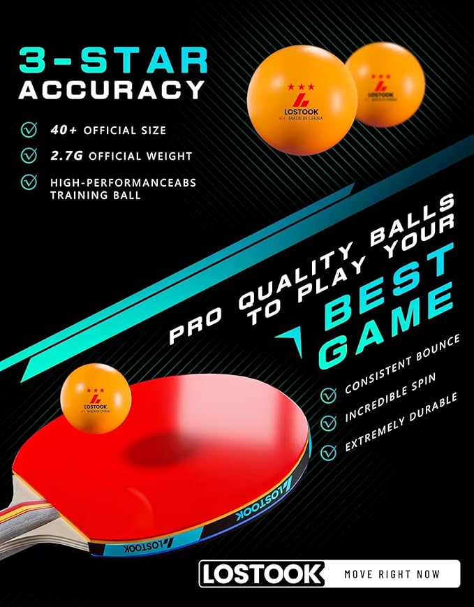 Professional Ping Pong Paddles Set of 2/4 with Table Tennis Rackets and 3 Star Balls, Portable Ping Pong Table Net with Clamps for Any Table, Home/Outdoor Games