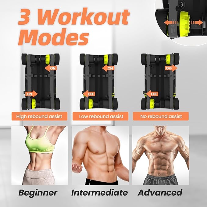 WONDER CORE Slide Fit, Ab Roller Board with 4 Wheels, Automatic Rebound Abdominal Wheel for Core Workout, Ab Exercise Equipment, Abdominal Exerciser, Heroboard Fitness Rolling Board with Knee Pad