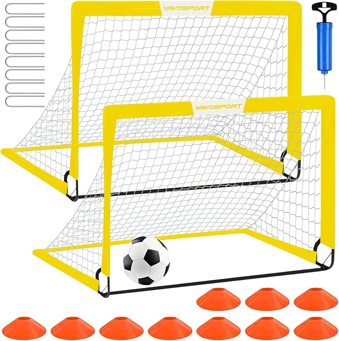 Kids Soccer Goals for Backyard Set - 2 of 4' x 3' Portable Soccer Goal Training Equipment, Pop Up Toddler Soccer Net with Soccer Ball, Soccer Set for Kids, Youth Outdoor Games, Sports, Play